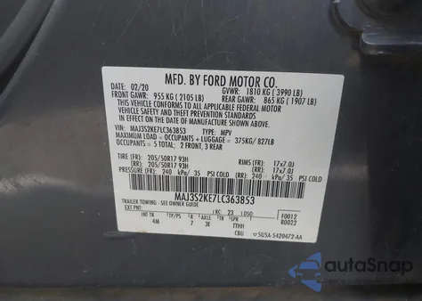 2020 Ford Ecosport Titanium from USA, damaged, VIN MAJ3S2KE7LC363853